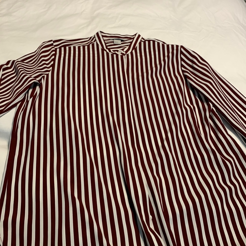 Satin burgundy striped shirt
